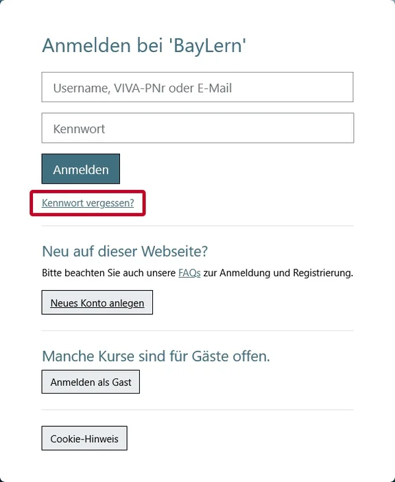 Kennwort vergessen